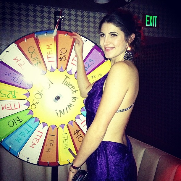 Spinning the @Lulus wheel at #Snowball12 on Sunday evening #amazeballs @Lulusdotcom #LauraLily #designs