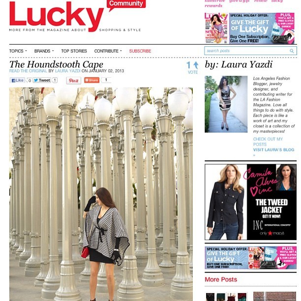 Featured on Lucky Community today! @LuckyMagazine http://contributors.luckymag.com/post/the-houndstooth-cape