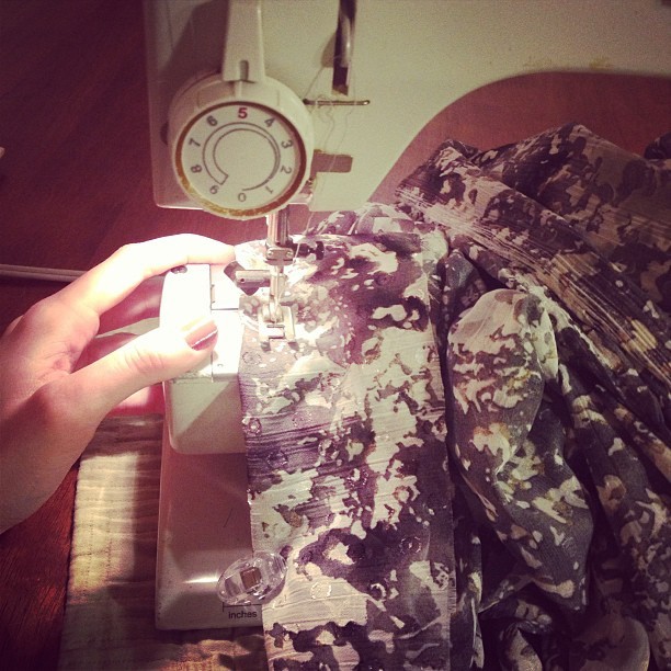 Working on my latest design on my mom's sewing machine that is older than I am. #sewing #vintage #design 