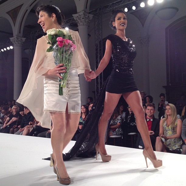 Designer for @beso_moda with one of her models at @stylefwla #lafw #stylefashionweek
