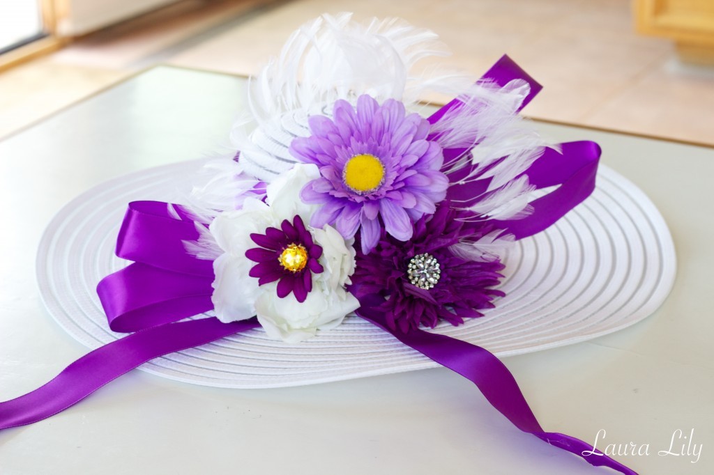 DIY Derby Days Hat, purple derby hat, Laura lily fashion blog, Del Mar Racetrack outfit, what to wear to the racetrack, 