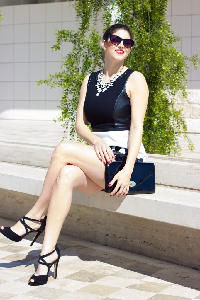 Black and white at the Getty Center, Getty Center,los angeles fashion blogger, laura lily fashion blog, laundry by shelli segal dress, budget blogger, laura yazdi blog, getty center photoshoot, black and white outfit, black and white dress, graduation dress, fashion week outfit,