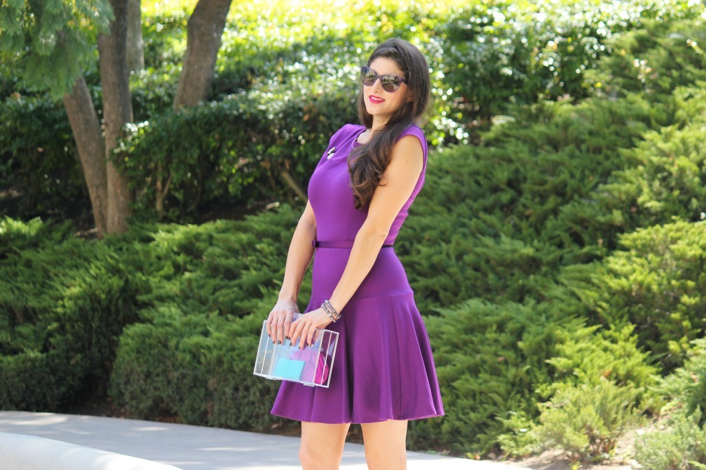 Laura Lily budget fashion blog, laura yazdi los angeles fashion blogger, tiffany atlas event rodeo drive beverly hills, Aimee Song Song of Style, Laura Lily Jewelry pearl bracelet, Kate Young for Target purple dropped waist dress, silver Charlotte Russe heels, 