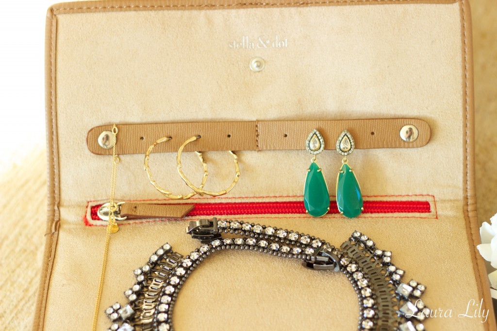 Stella & Dot Giveaway 10 (1),laura lily fashion blog, laura yazdi fashion blogger, stella and dot jewelry roll giveaway, stella and dot jewelry, travel jewelry organizer, how to organize your jewelry while traveling, stella and dot red clutch,  