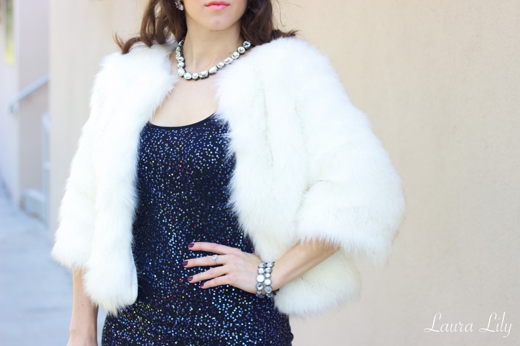 New Years Eve Outfit Faux Fur 32,New Year's Outfit, cute sequin New Years Dresses, Faux Fur Jacket, LA Fashion Blogger Laura Lily, outfit ideas for what to wear for New Year's Eve!