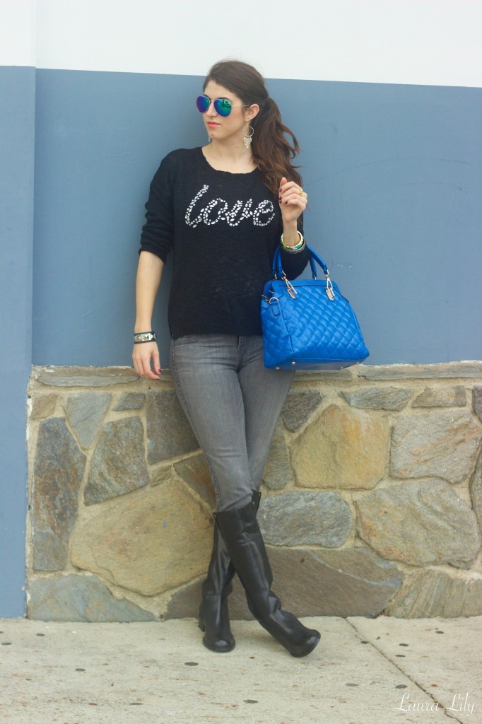 DUO Boots 62,The Blue Bag Mellow World Handbags, LA Fashion BLogger Laura Lily, casual LA style, Bleulab reversible denim, DUO riding style boots, 