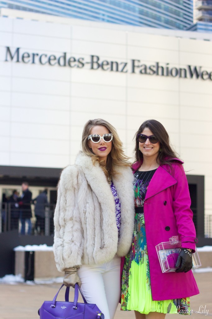 Thurs 4,Mercedes Benz New York Fashion Week-Day 1, LA Fashion Blogger Laura Lily, BCBGMAXAZIA runway 2014 fall collection, BCBG floral dress, DIY Lucite clutch, What to wear to New York Fashion Week, Raoul 2014 presentation, 