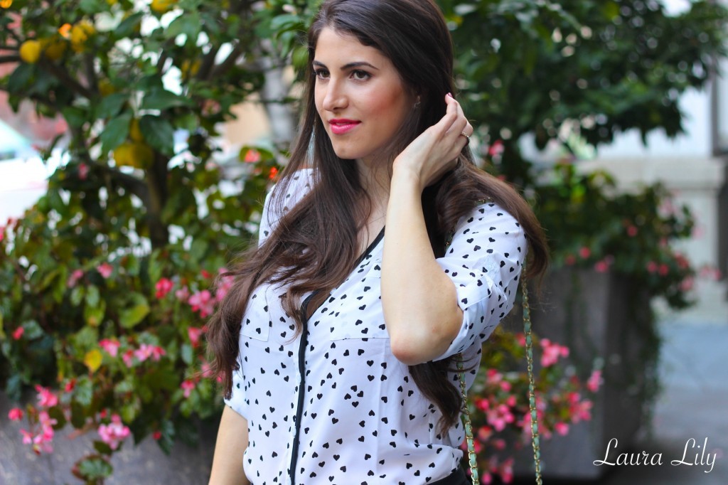 Hearts on My Sleeve, laura lily, heart print top, Los Angeles Fashion Blogger, prabal gurung for Target, vday outfit ideas,