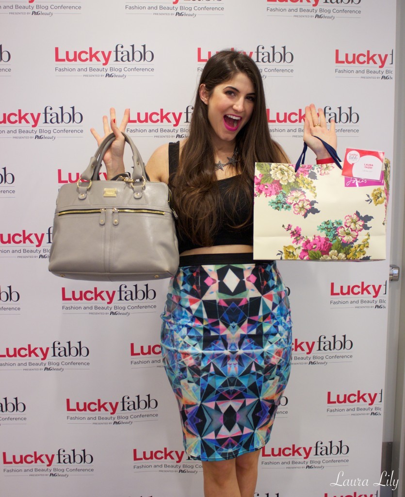 Luckyfabb 2014 5,Lucky Magazine LuckyFABB Day 1, LA Fashion Blogger and Personal stylist Laura Lily, how to wear a Neoprene graphic pencil skirt, wear to work outfit, how to style a crop top, cute outfit ideas,  