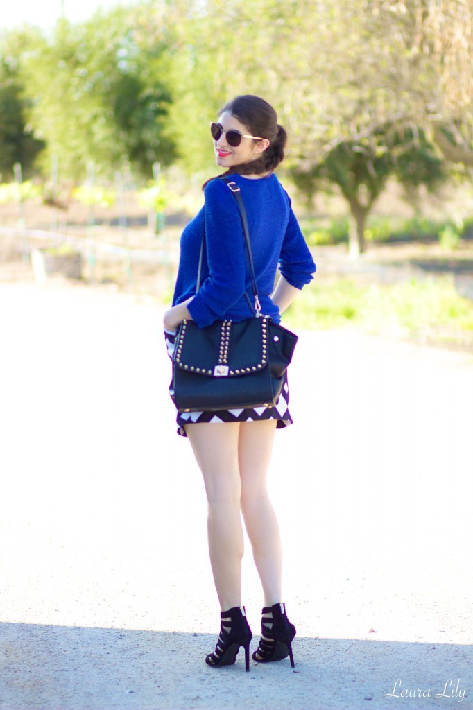 Wine Tasting in Paso Robles 13, LA Fashion BLogger and Personal Stylist Laura Lily, Peter Pilotto for Target graphic printed skirt, Jessica Simpson Heels, studded Melie Bianco handbag, Chilli Beans HERCHCOVITCH sunglasses, Los Angeles Streetstyle,