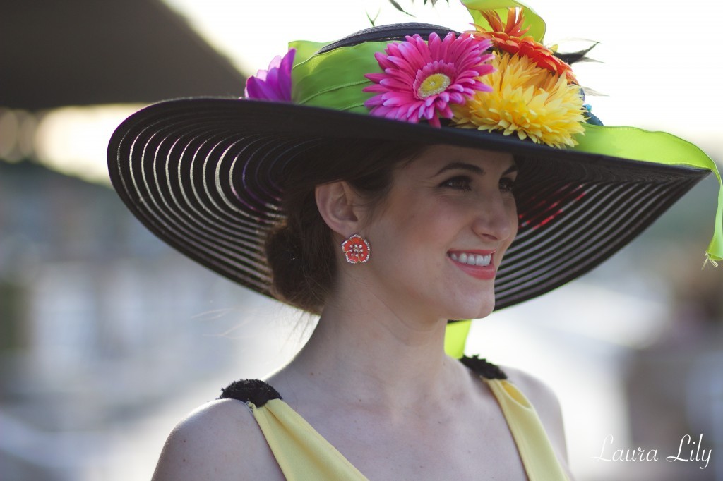ShopLately Derby Days,Kentucky Derby Day Party with ShopLately, LA Fashion Blogger Laura Lily, DIY Derby Day Hat Fascinator, ShopLately Rehab yellow drop waist dress, what to wear to a horse race, America's Best Racing at Santa Anita Park, Kentucky Derby outfit ideas, 445