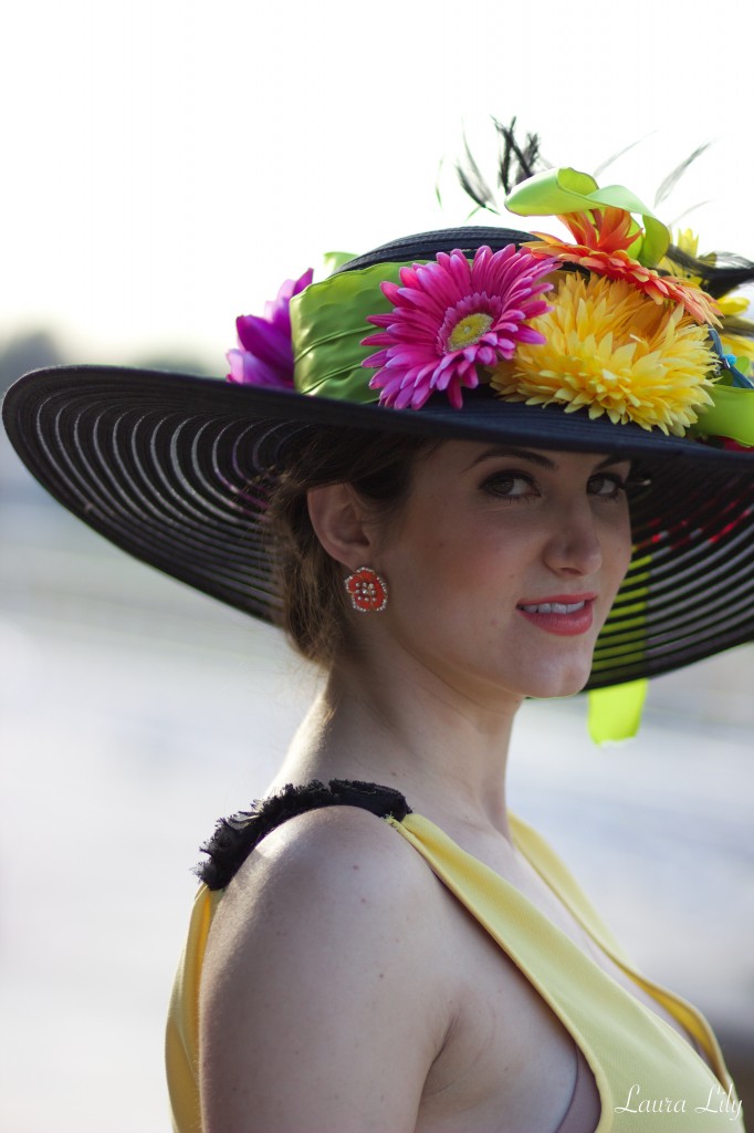 ShopLately Derby Days,Kentucky Derby Day Party with ShopLately, LA Fashion Blogger Laura Lily, DIY Derby Day Hat Fascinator, ShopLately Rehab yellow drop waist dress, what to wear to a horse race, America's Best Racing at Santa Anita Park, Kentucky Derby outfit ideas, 447