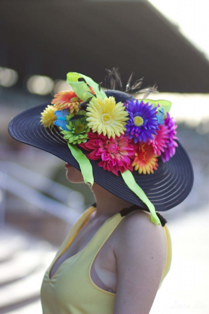 ShopLately Derby Days,Kentucky Derby Day Party with ShopLately, LA Fashion Blogger Laura Lily, DIY Derby Day Hat Fascinator, ShopLately Rehab yellow drop waist dress, what to wear to a horse race, America's Best Racing at Santa Anita Park, Kentucky Derby outfit ideas, 455