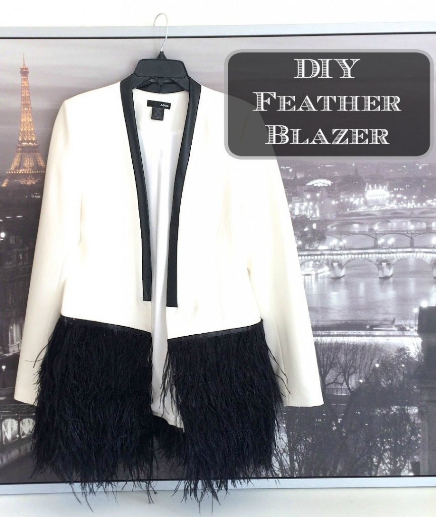 DIY Feather Blazer,Laura Lily, DIY blog, Bloomingdales, Tuxedo blazer  - DIY Feather Blazer by popular Los Angeles fashion blogger Laura Lily