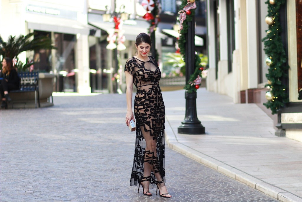 For Love and Lemons Vienna Maxi Dress, Stuart Weitzman Nudist sandels, Laura Lily, LA Fashion Blogger, 12 Days of Holiday Style, 