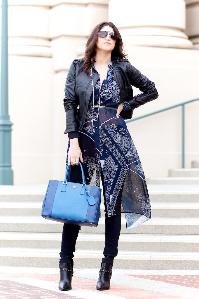 Laura Lily, Colorblock Prada Bag, River Island Maxi Shirt, Los Angeles Fashion Blogger, 