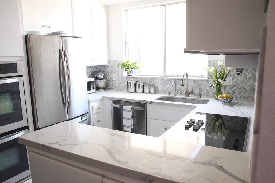 Kitchen Remodel Reveal, Laura Lily Home, Eden Builders, gray and white marble kitchen inspiration,
