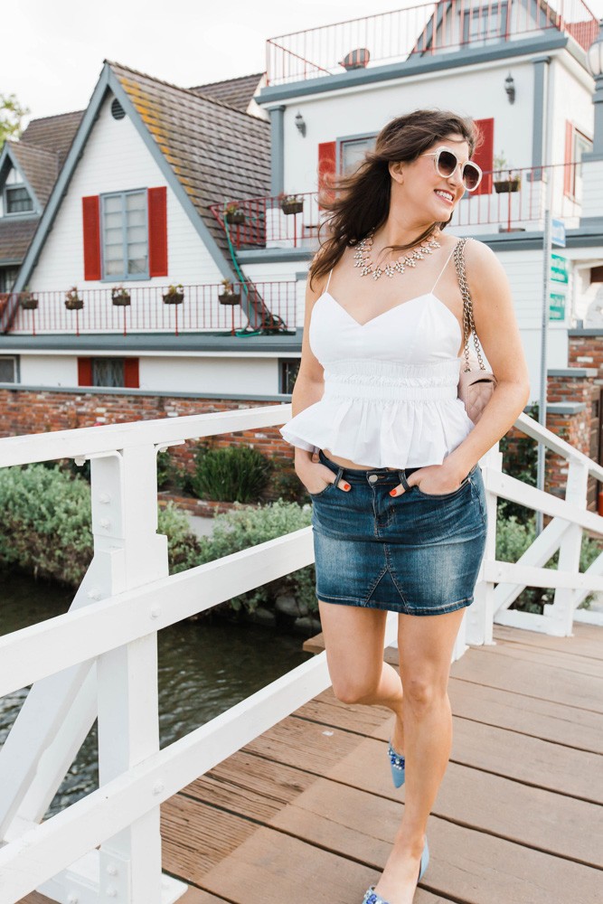 Venice Canals, Laura Lily Fashion Travel and Lifestyle Blog, JOA blue striped top,)