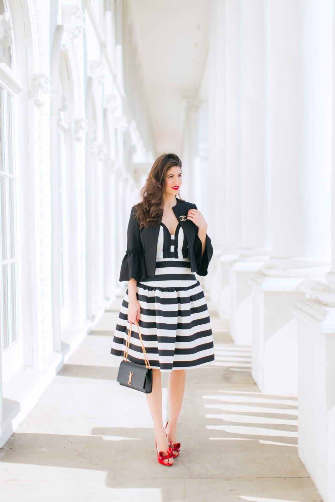 Laura Lily Fashion Travel and Lifestyle Blog, 12 Days of Holiday Style, A Striped Dress and Giving Tuesday, Asos Striped Dress, Valentino Bow Pumps, 