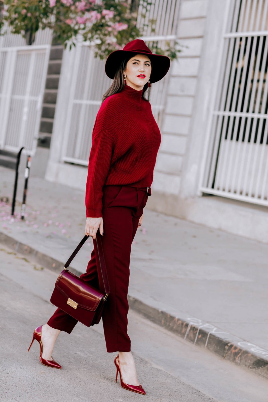 Burgundy Outfit by Los Angeles Fashion Blogger Laura Lily,
