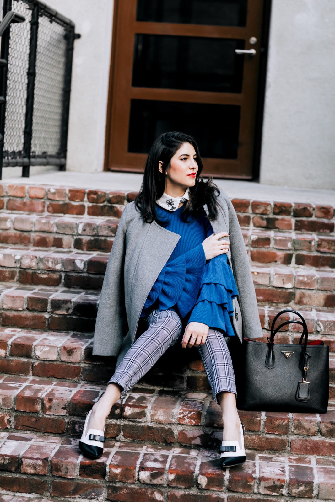 How to Style Winter Layers by Los Angeles Fashion Blogger Laura Lily,Forever21 Bell Sleeve Sweater, Missguided Plaid Pants, Winter Outfits,