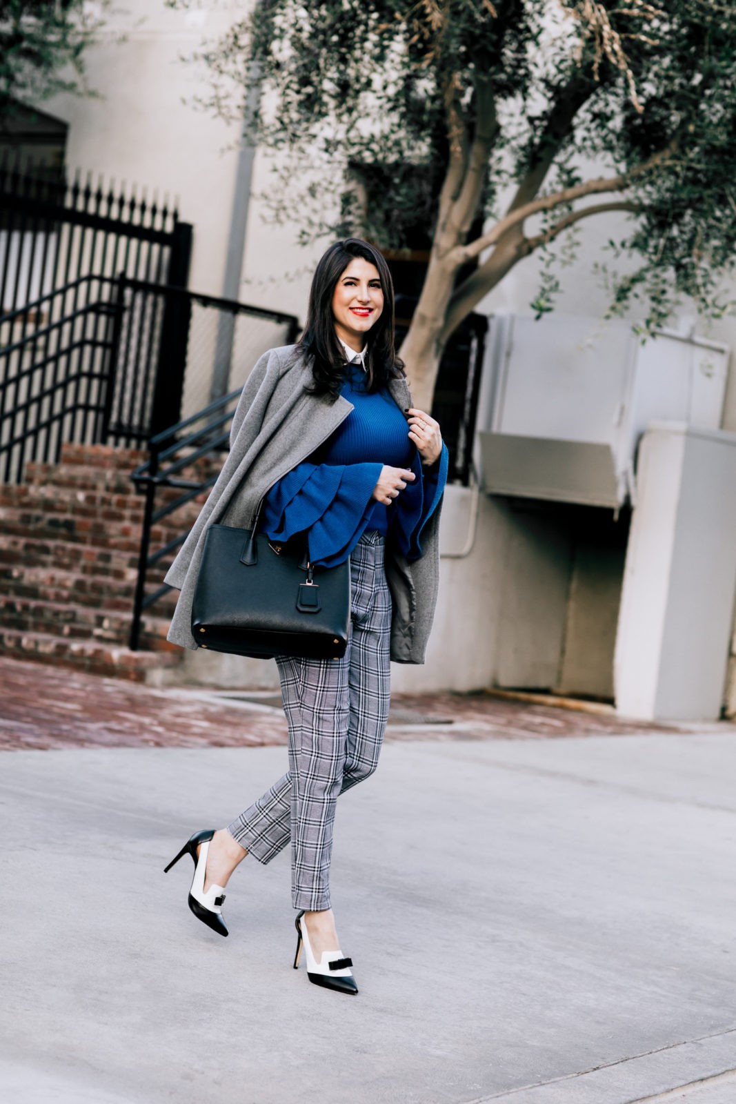 How to Style Winter Layers by Los Angeles Fashion Blogger Laura Lily,Forever21 Bell Sleeve Sweater, Missguided Plaid Pants, Winter Outfits,