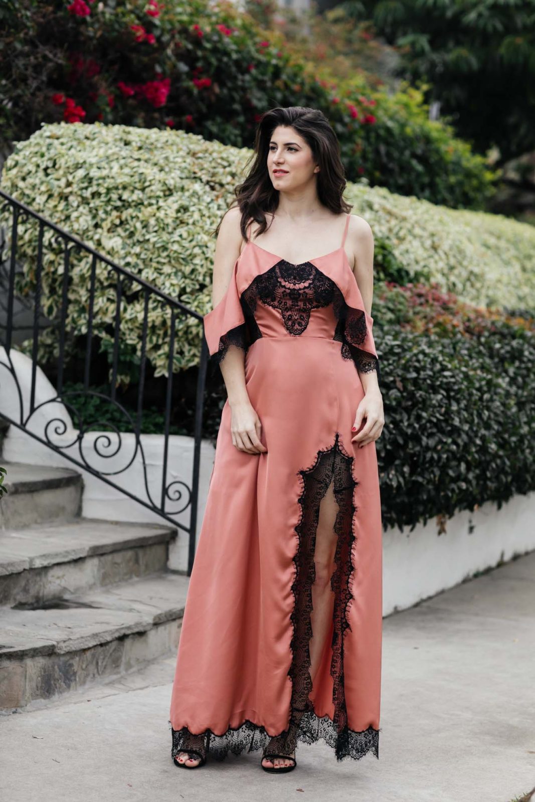 Lace Maxi Dress by popular Los Angeles Fashion Blogger Laura Lily, Valentine's Day Outfit, 