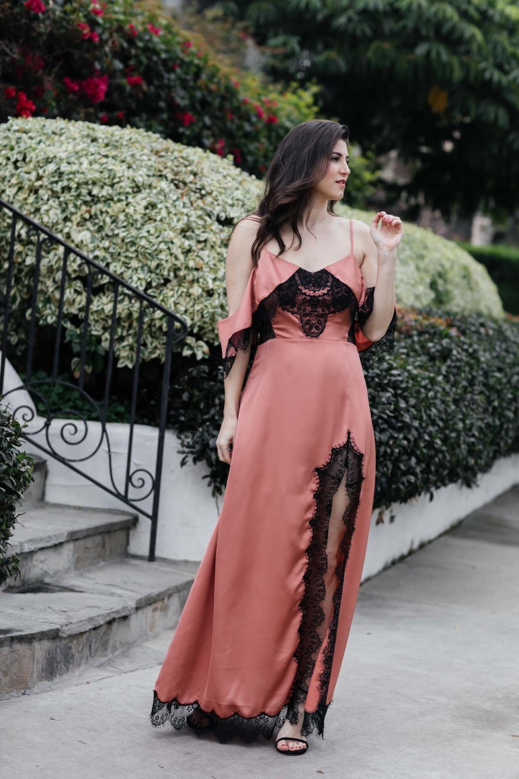 Lace Maxi Dress by Los Angeles Fashion Blogger Laura Lily, Valentine's Day Outfit | Cute Valentine's Day Dresses from Asos by popular Los Angeles fashion blogger, Laura Lily: image of a woman wearing a Asos lace maxi dress.