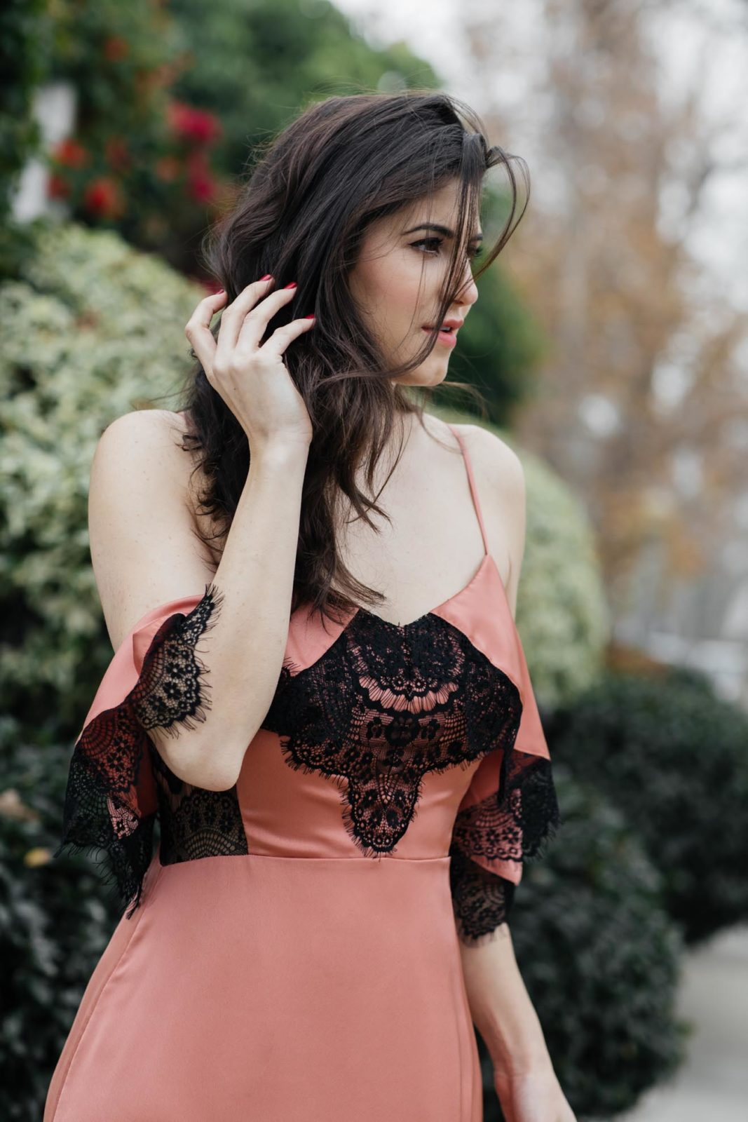 Lace Maxi Dress by popular Los Angeles Fashion Blogger Laura Lily, Valentine's Day Outfit, 