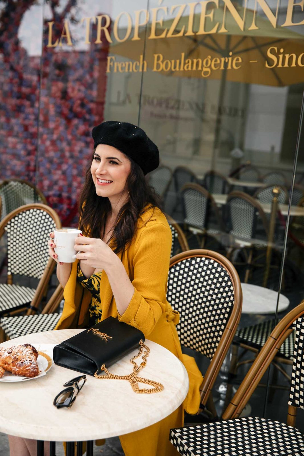 Parisian Outfit Inspiration by Los Angeles Fashion Blogger Laura Lily, La Tropezienne French Bakery Los Angeles