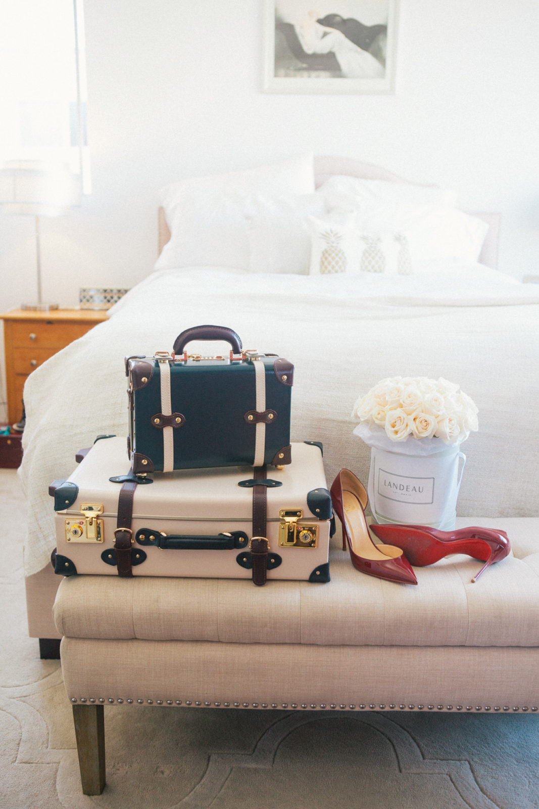 Paris packing list and Steamline Luggage by popular Los Angeles travel blogger Laura Lily