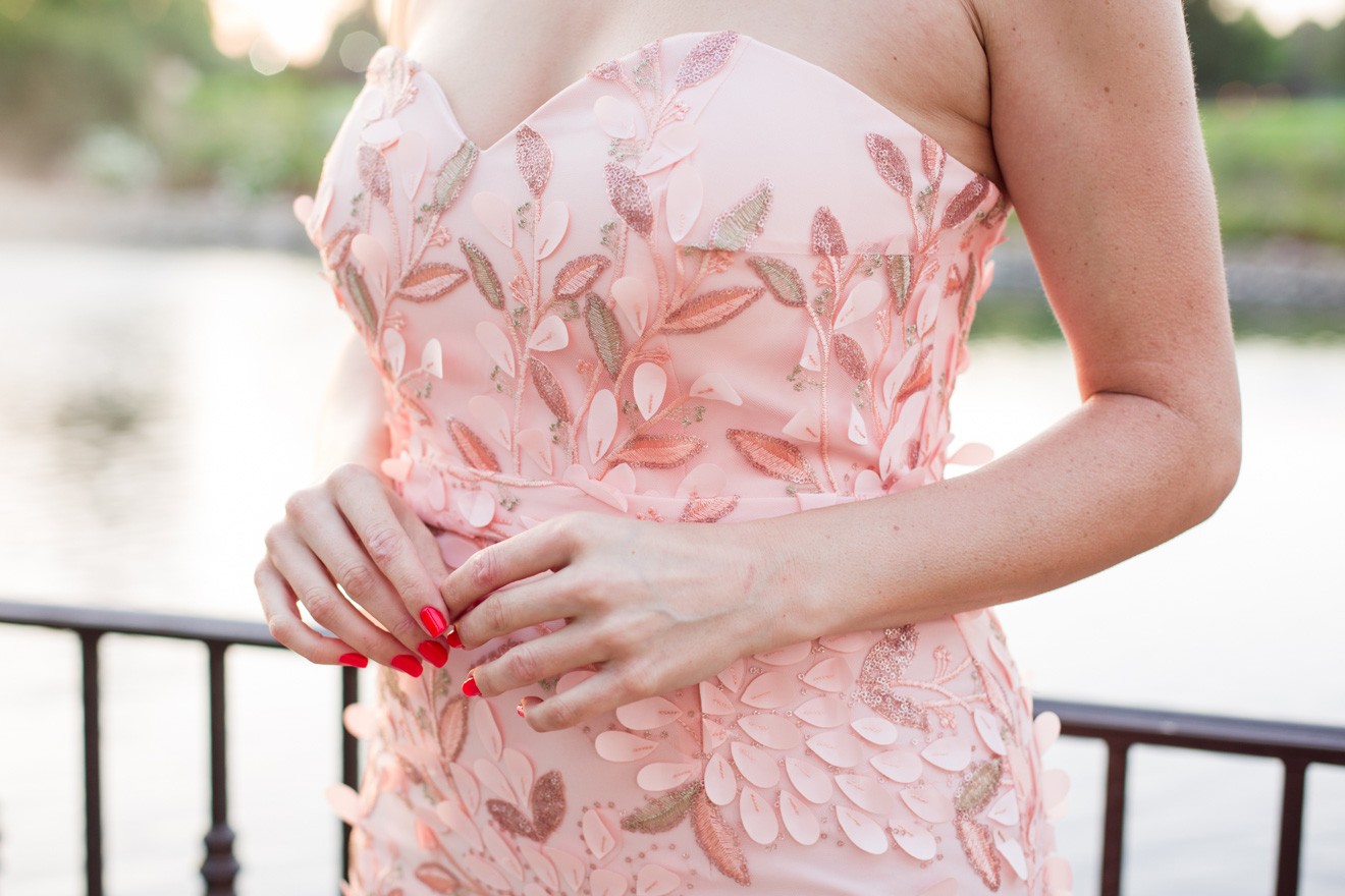 Black Tie Wedding Attire: Jadore Australia blush pink gown featured By Popular Los Angeles Fashion Blogger Laura Lily