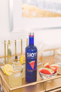 SKYY Vodka Cocktail Recipes by Lifestyle Blogger Laura Lily, Bar Cart decor ideas, West Elm Holiday Gift Ideas,