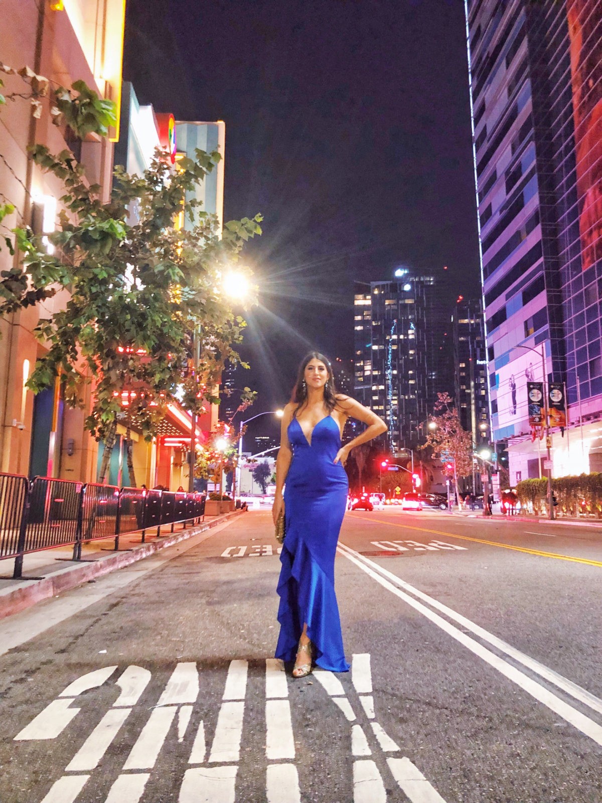 Blue Gown Revolve | ASOS | AMA's Red Carpet Fashion featured by top Los Angeles fashion blog Laura Lily