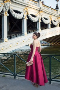 Ultimate Holiday Outfit Guide by Popular Los Angeles Fashion Blogger Laura Lily, Alfred Sung Strapless High Low Dress,