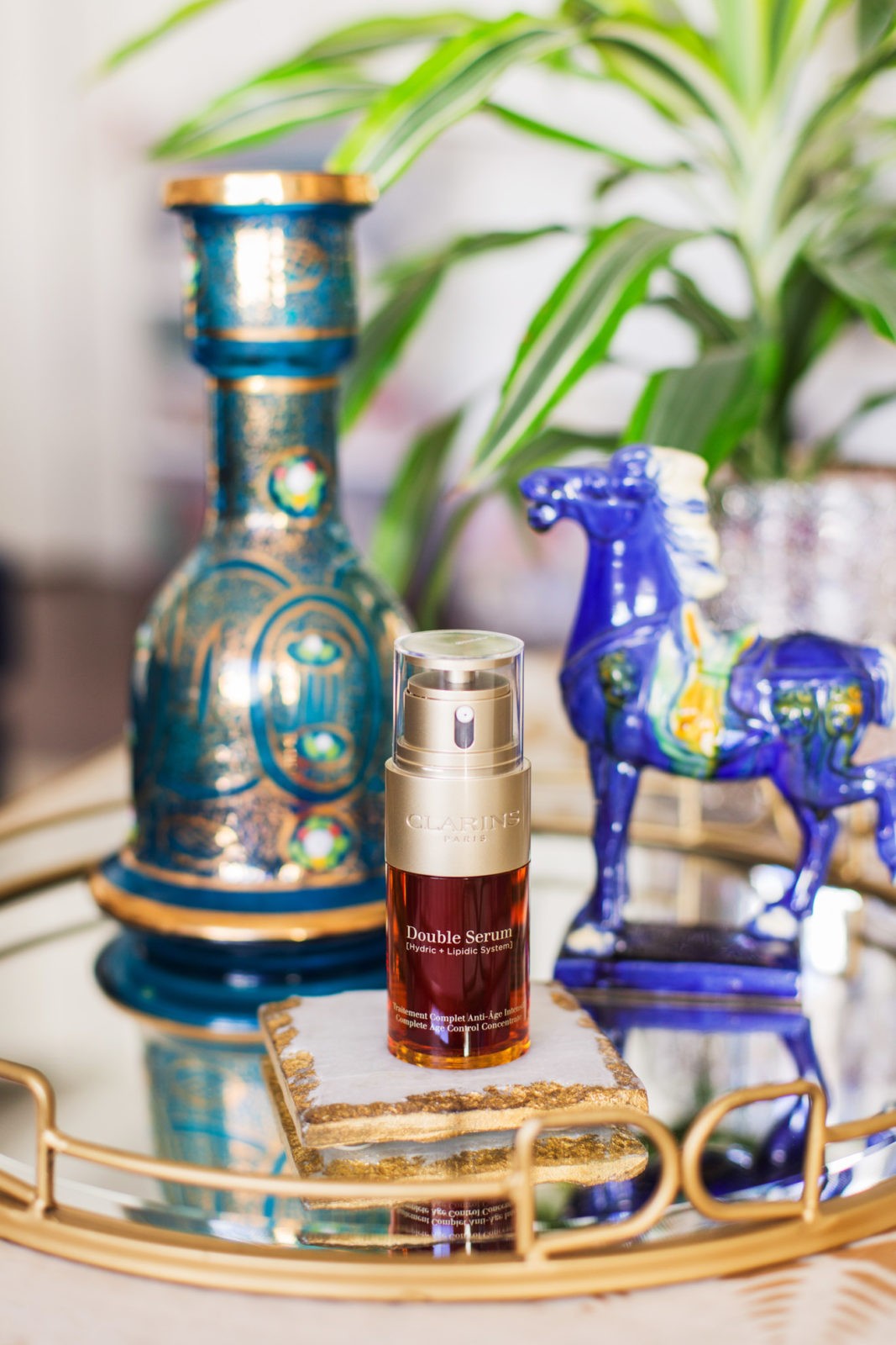 Clarins Double Serum featured by top US fashion blogger Laura Lily