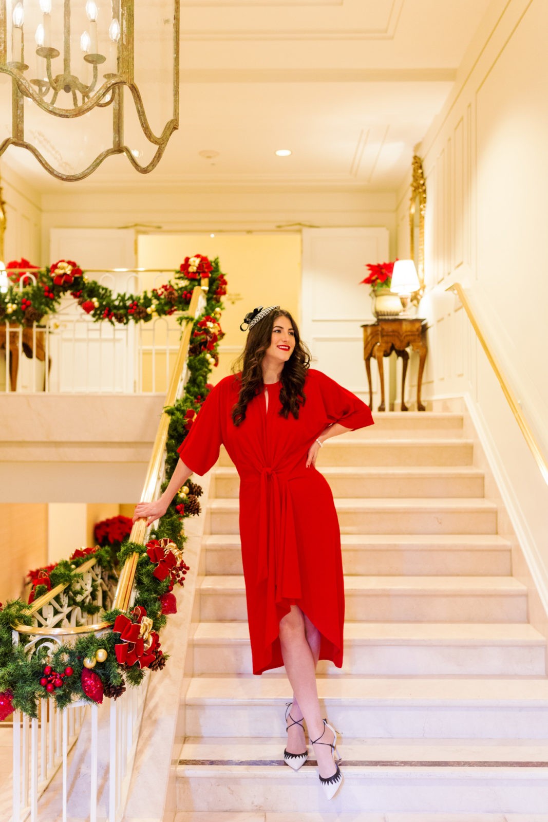 Tea Time at the Peninsula Beverly Hills Hotel review featured by top Los Angeles Travel Blogger, Laura Lily: image of a woman standing the Peninsula Beverly Hills hotel
