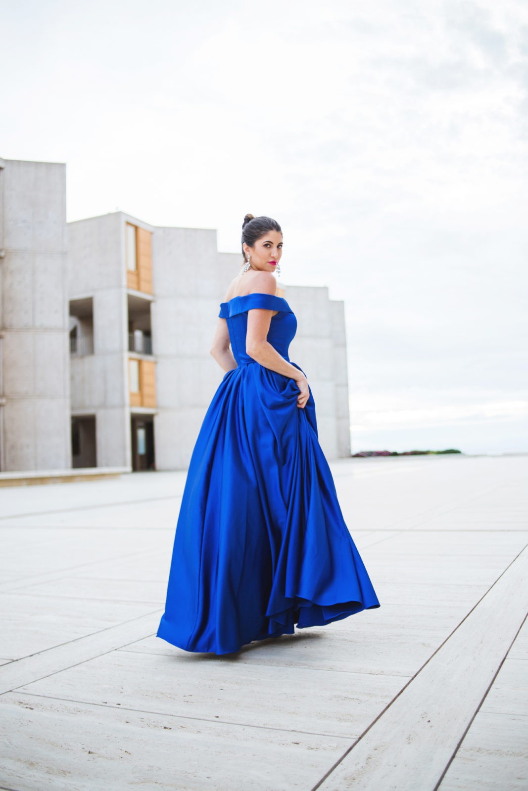 Macduggal Blue Prom Dress styled by top US Fashion Blogger Laura Lily