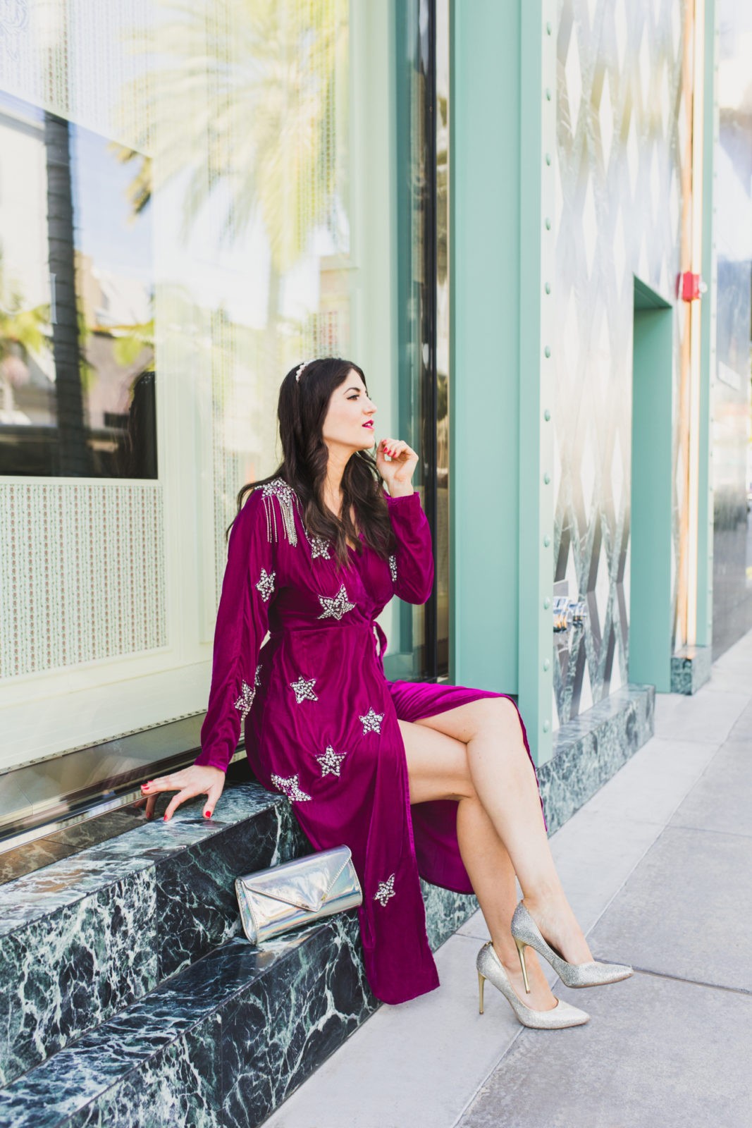 Spring Hair Accessories featured by top US fashion blogger Laura Lily; Image of a woman wearing a Topshop dress, Icing headband and Aldo Shoes.