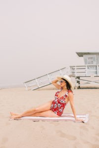 The Best Fringe Hats and Bags for Summer by Style Blogger Laura Lily, Tenth Street Hats, Red Flower Bathing suit