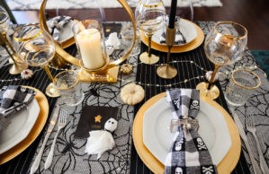 Fun and Easy Halloween Tablescape Decorating Ideas by Home Decor Blogger Laura Lily,