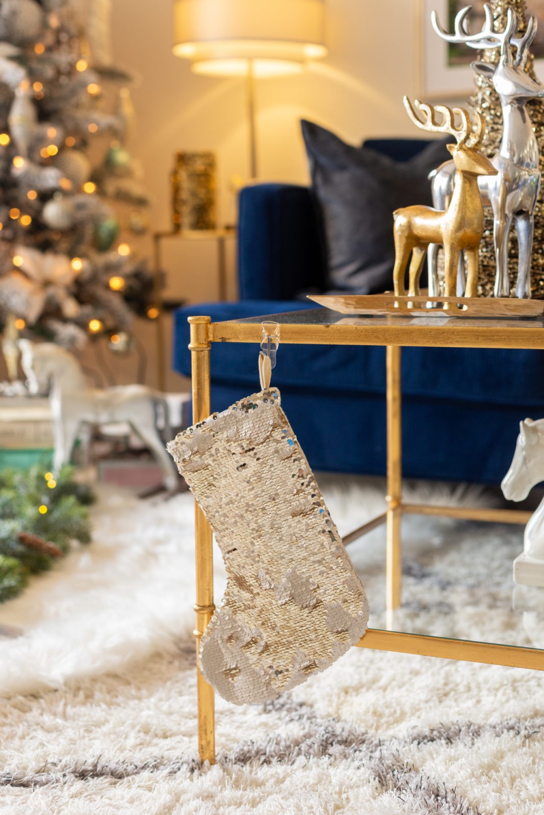 Holiday Home Decor by Home Decor Blogger Laura Lily | Holiday Home Decor 2019 by popular Los Angeles life and style blogger, Laura Lily: image of a sequin stockings from Target.