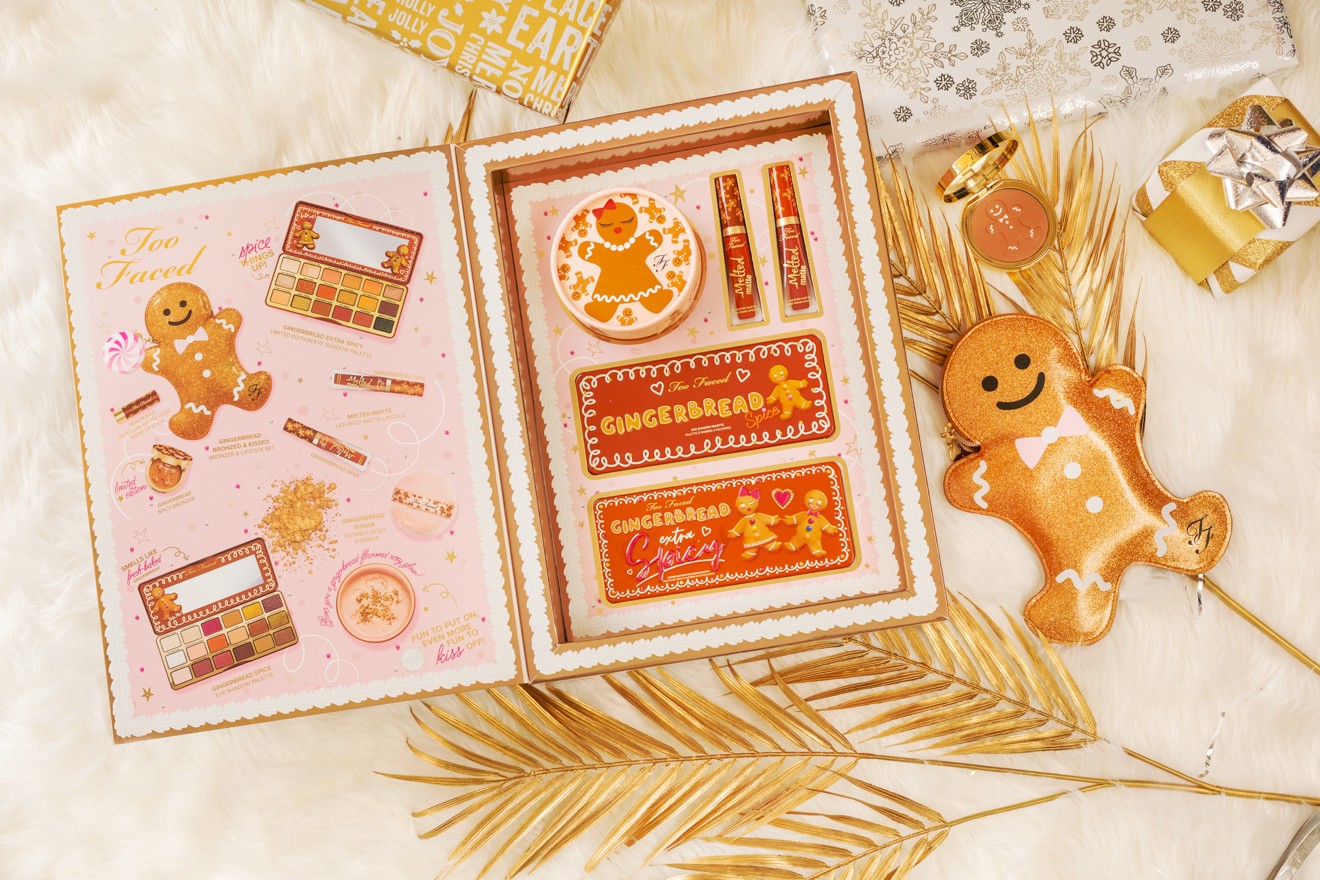 Gift Ideas for the Woman Who Has Everything by Lifestyle Blogger Laura Lily, Too Faced Ginerbread Makeup Palette Review | Gift Ideas for the Woman Who Has Everything by popular Los Angeles life and style blogger, Laura Lily: image of Too Faced Cosmetics Gingerbread makeup products.