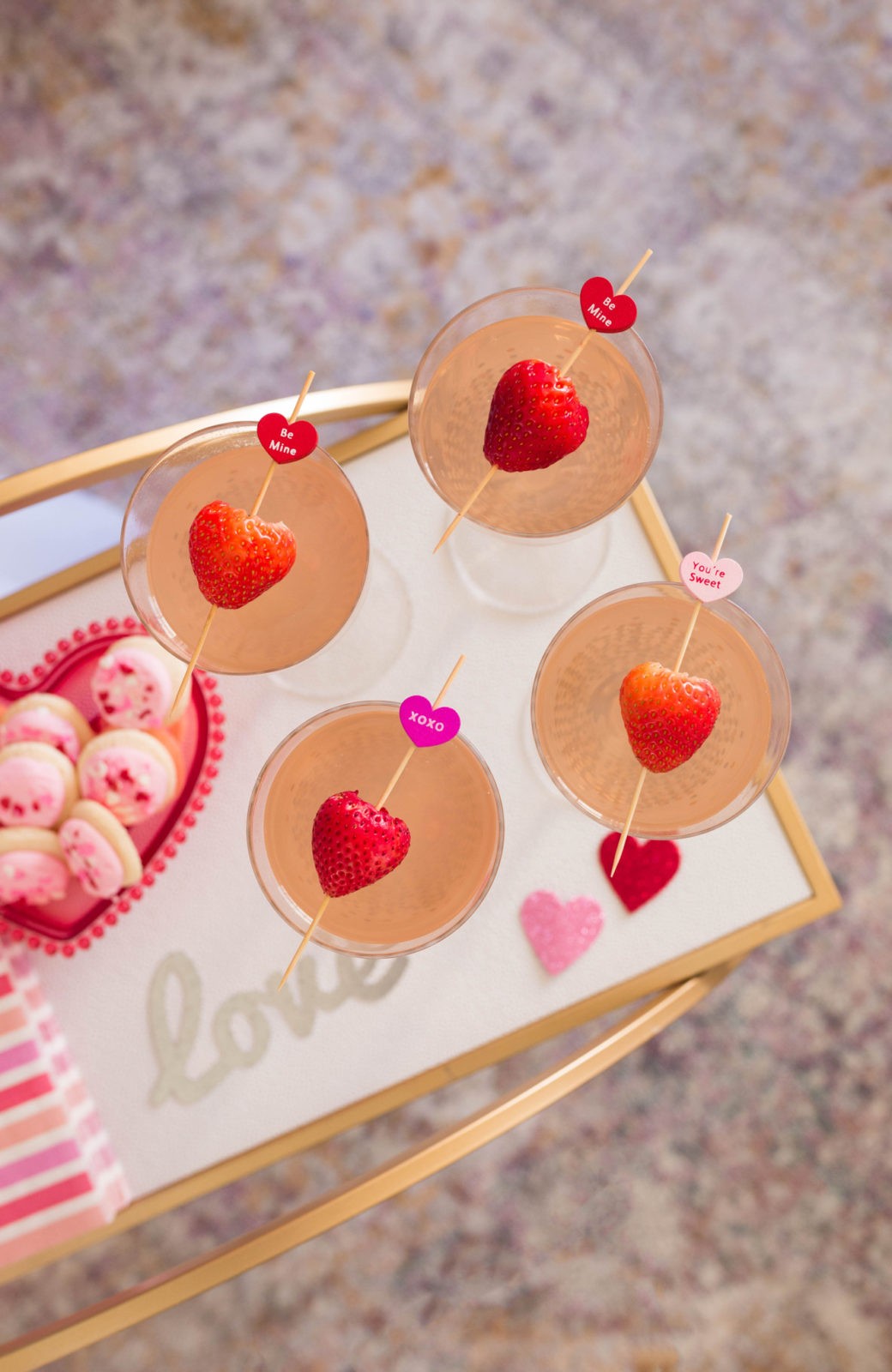 Valentine's Day Bar Cart featured by top LA lifestyle blogger, Laura Lily.