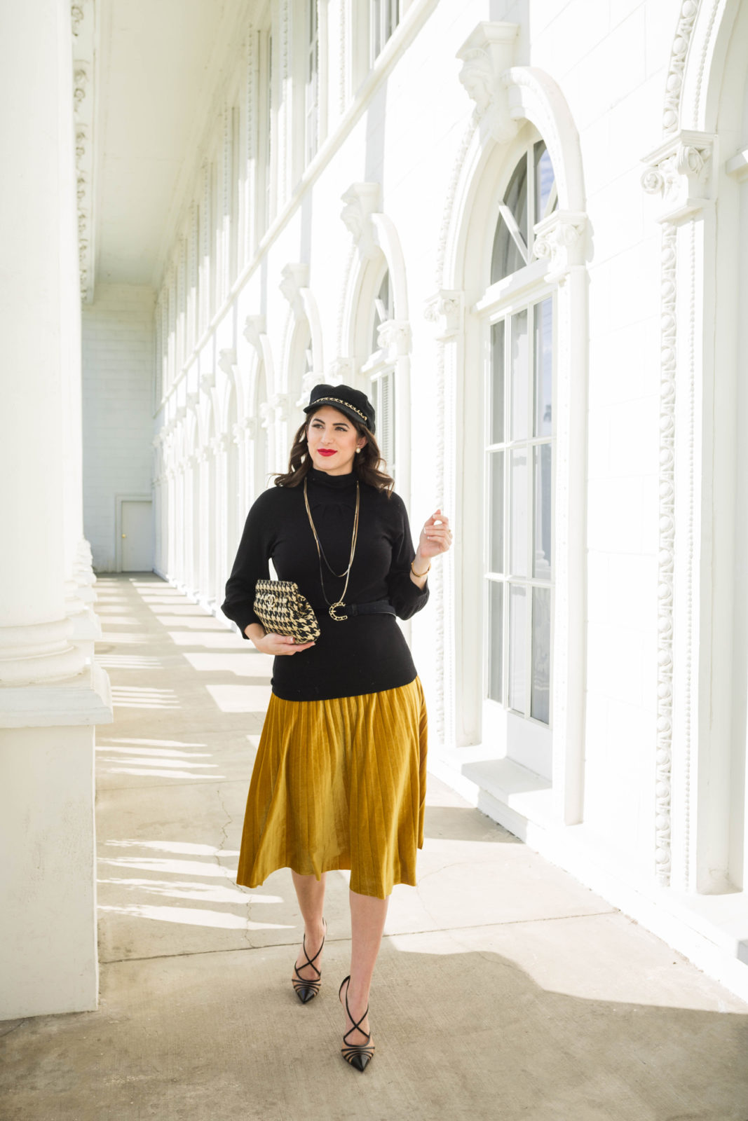 One Velvet Pleated Skirt, Two Ways by Los Angeles Fashion Blogger Laura Lily, Velvet SheIn Pleated Skirt, 