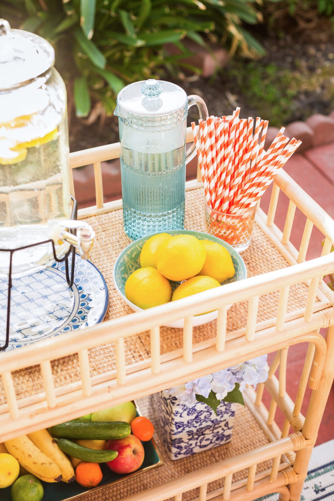 Patio Decor Ideas with Bed Bath & Beyond by Home Decor Blogger Laura Lily, Rattan bar cart,