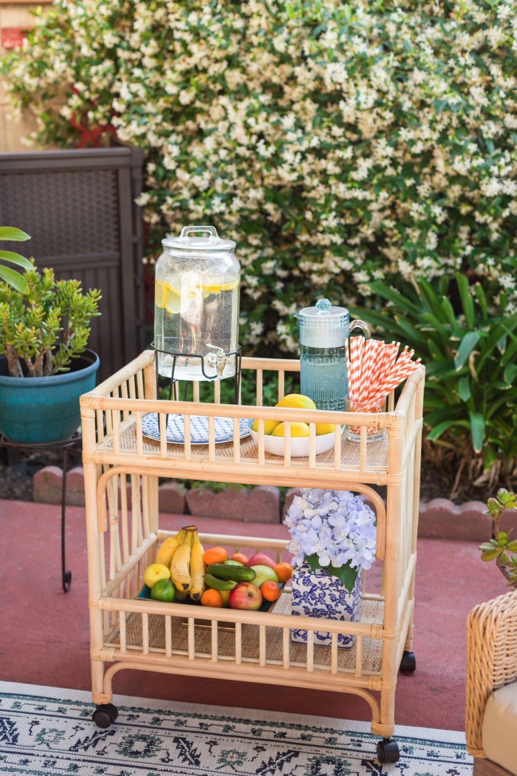 Patio Decor Ideas with Bed Bath & Beyond by Home Decor Blogger Laura Lily, Rattan bar cart,