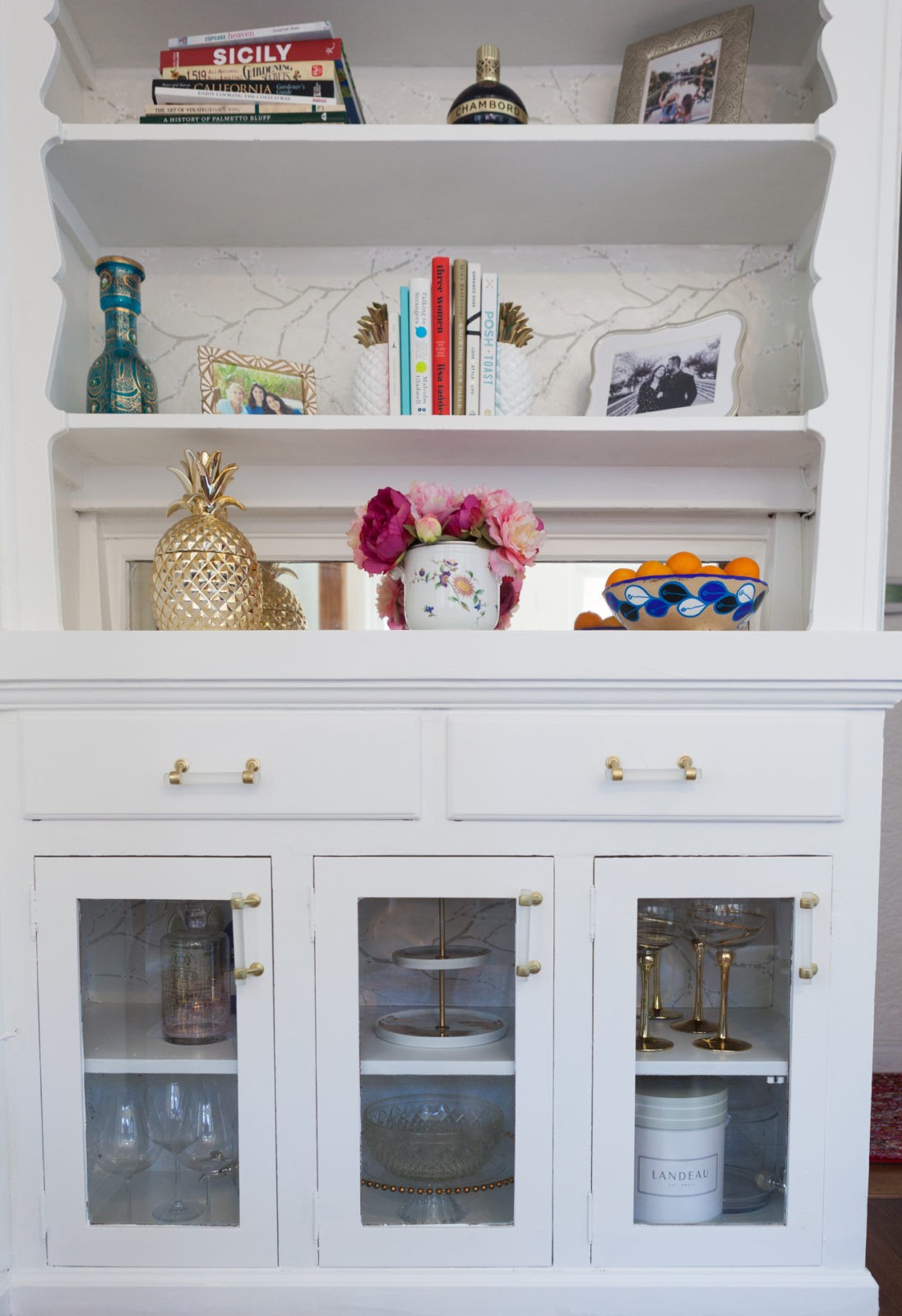 How to Decorate a BookshelfDIY Home Decor hutch remodel by Los Angeles Home Decor Blogger Laura Lily,