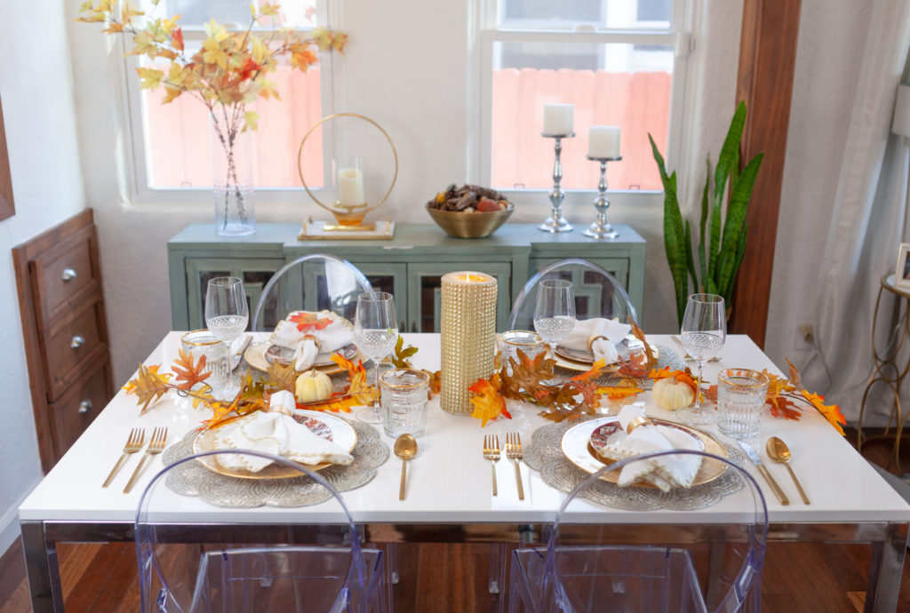 How to Create an Elegant Thanksgiving Table Setting by Home Decor Blogger Laura Lily, Thanksgiving decor ideas,