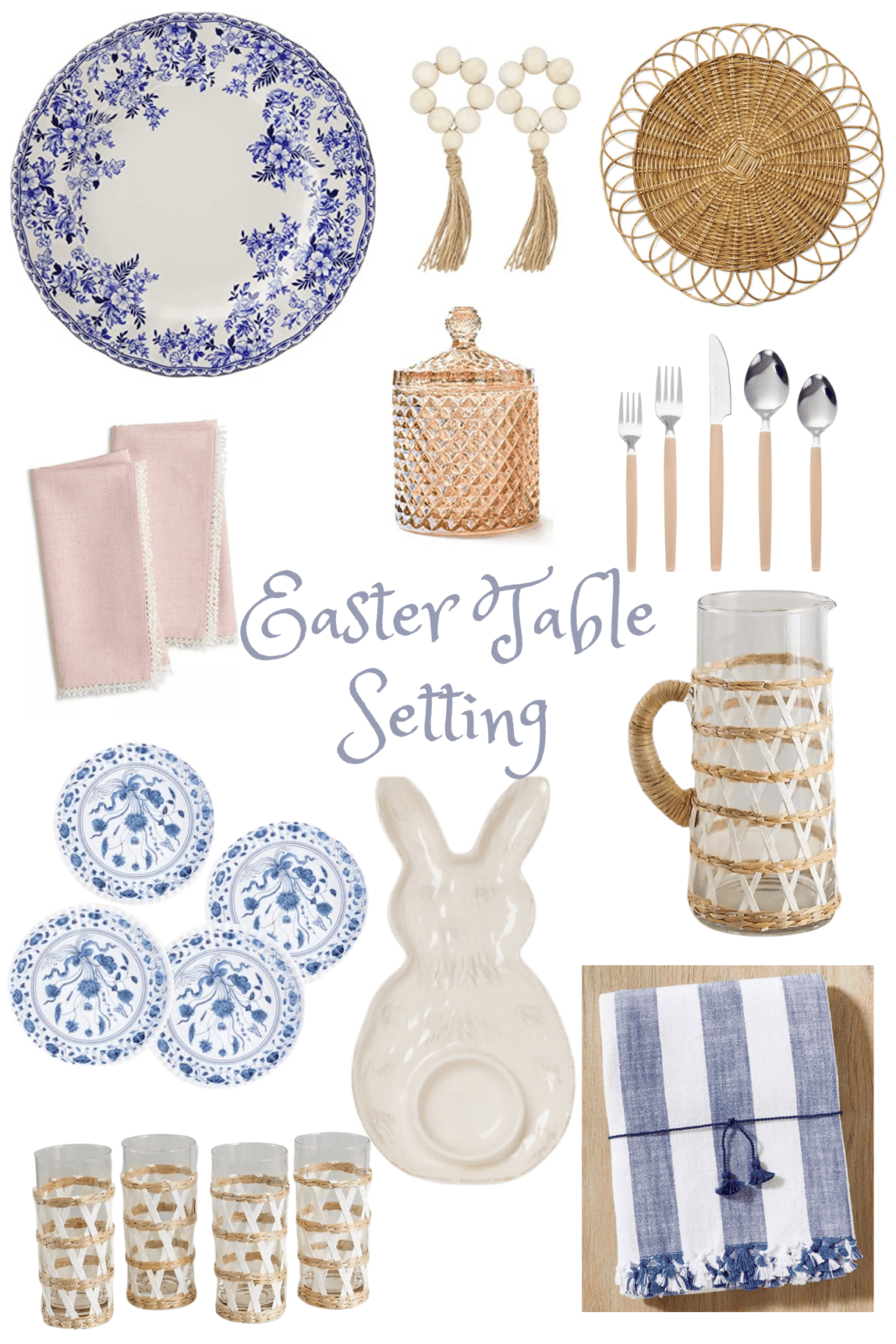 Easter Table Setting, spring tablescape, Easter Home Decor Ideas, by Home Decor Blogger Laura Lily 